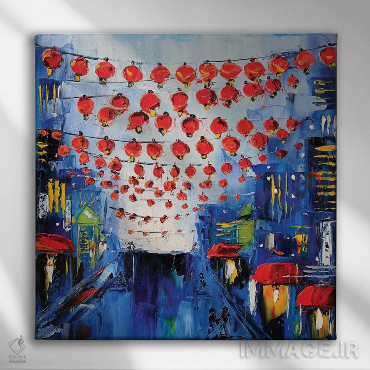 تابلو دکوراتیو محله چینی ها اثر لیزا الی - نمای روبهرو روی دیوار