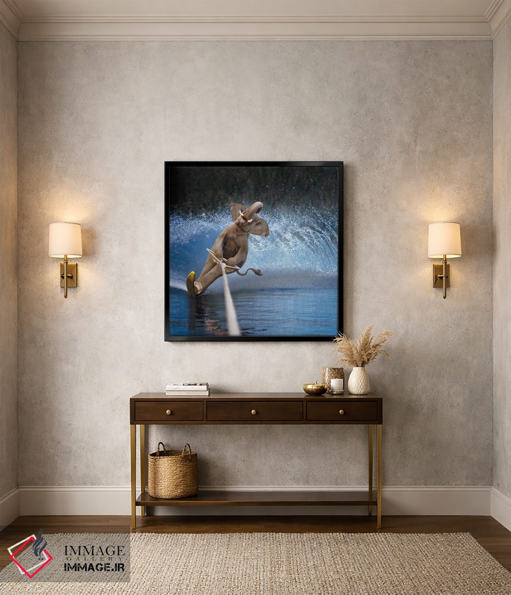 تابلو دکوراتیو فیل اسکی روی آب اثر لوند روزر - D3B