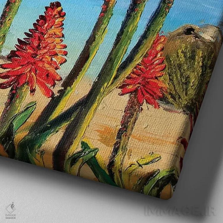 تابلو دکوراتیو سوسن های بیگ سور i اثر لیزا الی - نمای نزدیک بافت بوم