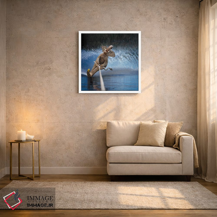 تابلو دکوراتیو فیل اسکی روی آب اثر لوند روزر - D1W
