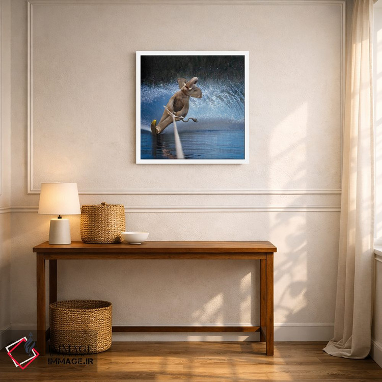 تابلو دکوراتیو فیل اسکی روی آب اثر لوند روزر - D4W