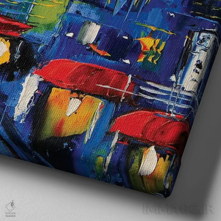 تابلو دکوراتیو محله چینی ها اثر لیزا الی - نمای نزدیک بافت بوم