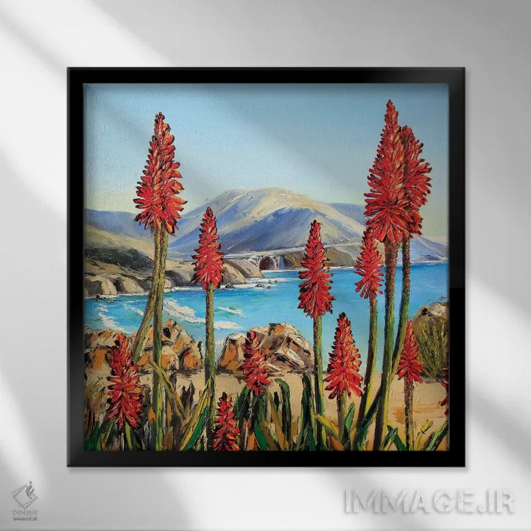 تابلو دکوراتیو سوسن های بیگ سور i اثر لیزا الی - نمای قابدار مشکی