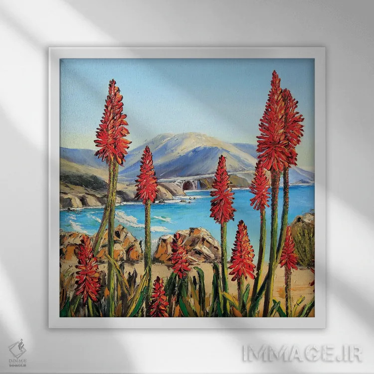 تابلو دکوراتیو سوسن های بیگ سور i اثر لیزا الی - نمای قابدار سفید