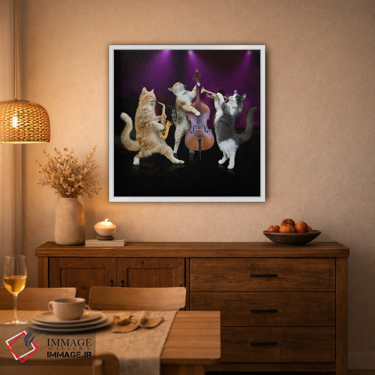 تابلو دکوراتیو گروه سه نفره گربه های جاز اثر لوند روزر - D1W