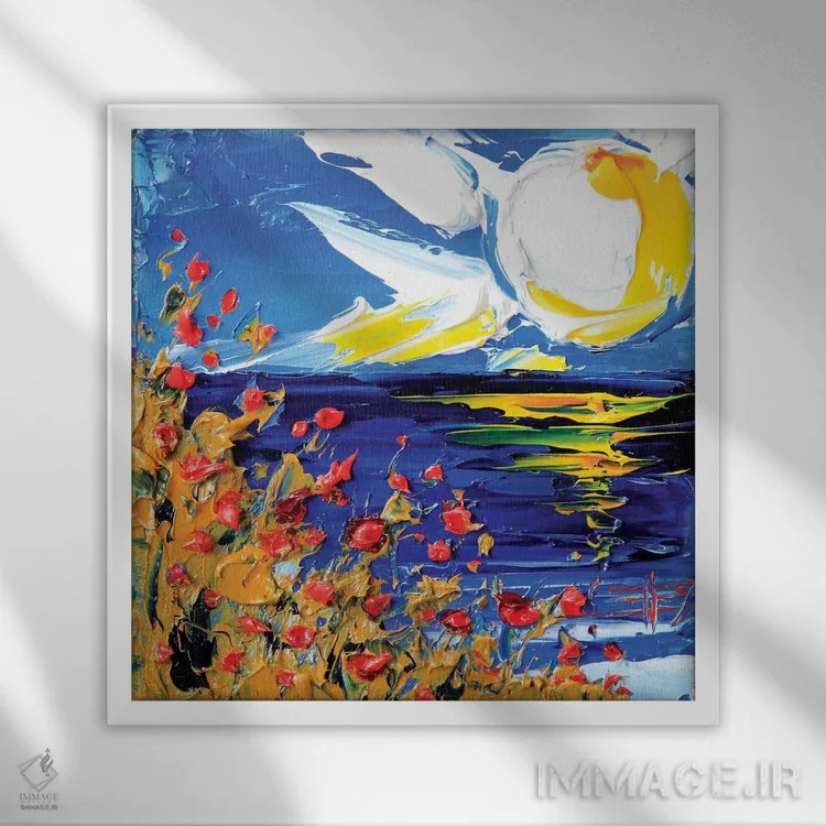 تابلو دکوراتیو غروب در مانتری اثر لیزا الی - نمای قابدار سفید