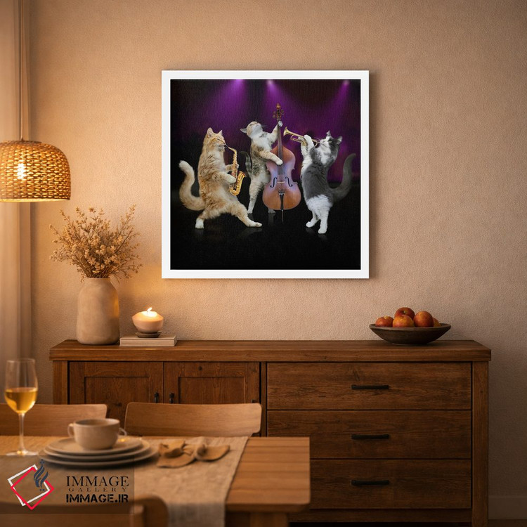تابلو دکوراتیو گروه سه نفره گربه های جاز اثر لوند روزر - D2W