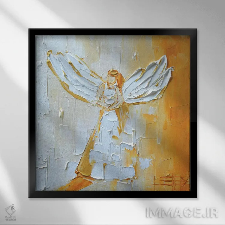 تابلو دکوراتیو فرشته اثر لیزا الی - نمای قابدار مشکی