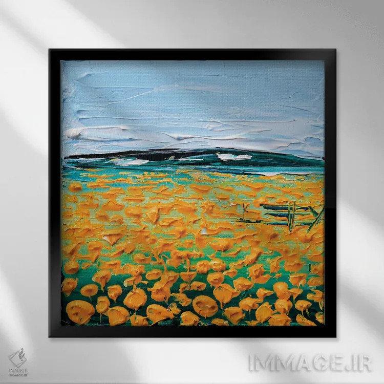 تابلو دکوراتیو مزرعه شقایق ها اثر لیزا الی - نمای قابدار مشکی
