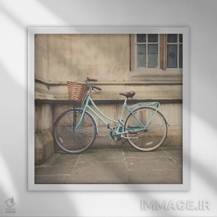 تابلو دکوراتیو دوچرخه اثر لورا ایوانز - نمای قابدار سفید