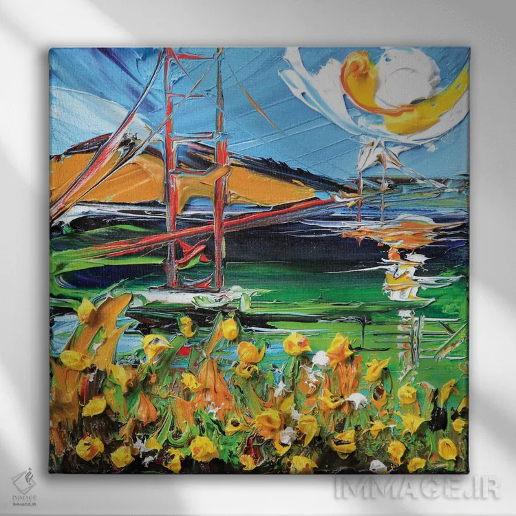 تابلو دکوراتیو پل گلدن گیت در قلب من اثر لیزا الی - نمای روبهرو روی دیوار