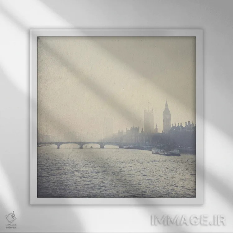 تابلو دکوراتیو شهر وست مینستر اثر لورا ایوانز - نمای قابدار سفید