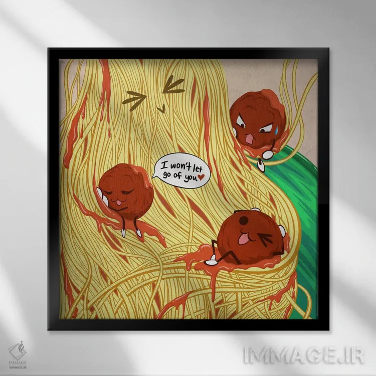 تابلو دکوراتیو آسایش خوشمزه غذایی اثر فایو بای فایو کالکتیو - نمای قابدار مشکی