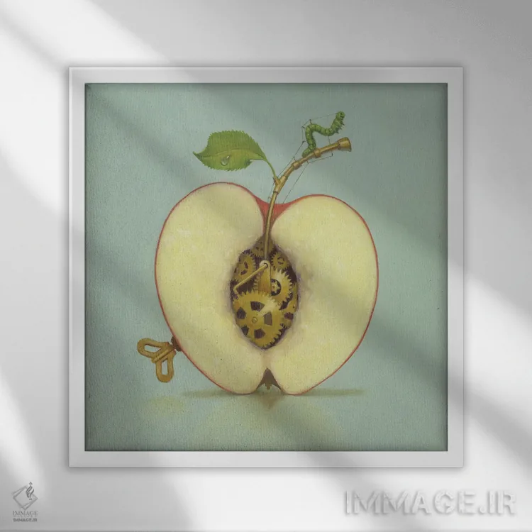 تابلو دکوراتیو سیب اثر لیزا فالکن سترن - نمای قابدار سفید