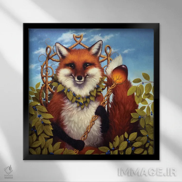 تابلو دکوراتیو گنجینه های روباه اثر لیزا فالکن سترن - نمای قابدار مشکی