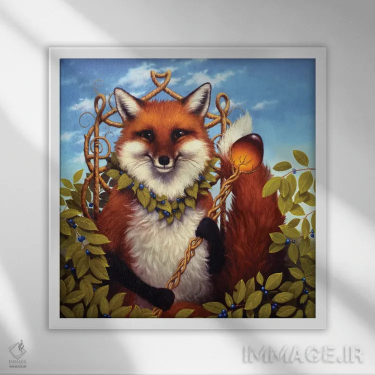 تابلو دکوراتیو گنجینه های روباه اثر لیزا فالکن سترن - نمای قابدار سفید