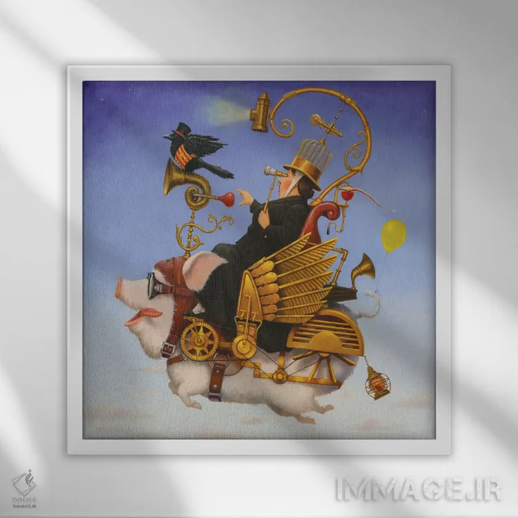 تابلو دکوراتیو پرواز خوک ها ۲ اثر لیزا فالکن سترن - نمای قابدار سفید