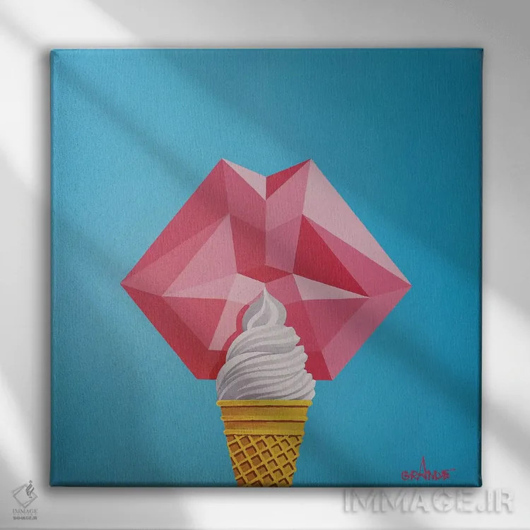 تابلو مدرن بستنی عشق اثر آلا گرانده - نمای روبهرو روی دیوار