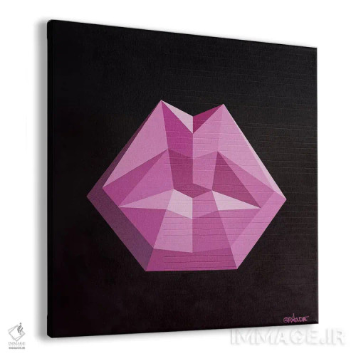 تابلو مدرن لب های سرخابی اثر آلا گرانده - نمای پرسپکتیو محصول