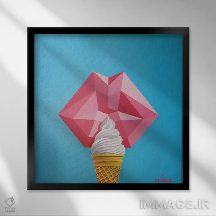 تابلو مدرن بستنی عشق اثر آلا گرانده - نمای قابدار مشکی