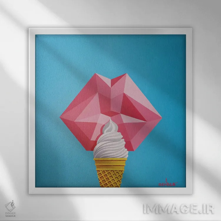 تابلو مدرن بستنی عشق اثر آلا گرانده - نمای قابدار سفید