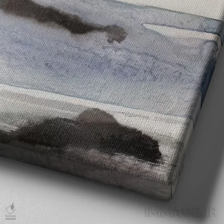 تابلو مینیمال منظره دریایی ارگانیک آبی شماره ۴ اثر لیلا براما - نمای نزدیک بافت بوم