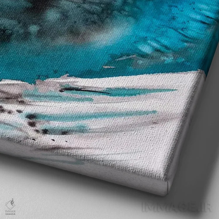 تابلو دکوراتیو امواج خروشان دو اثر سو بنگ لیم - نمای نزدیک بافت بوم