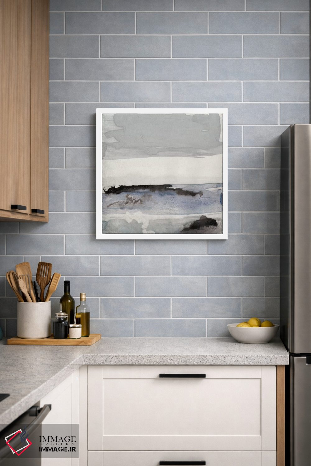 تابلو مینیمال منظره دریایی ارگانیک آبی شماره ۴ اثر لیلا براما - D3W