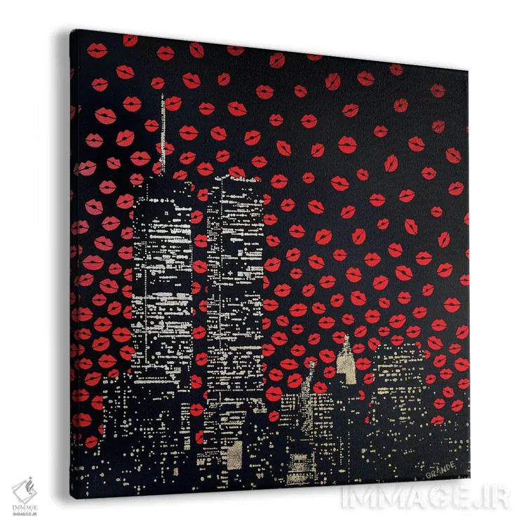 تابلو دکوراتیو بوسه های عاشقانه اثر آلا گرانده - نمای پرسپکتیو محصول