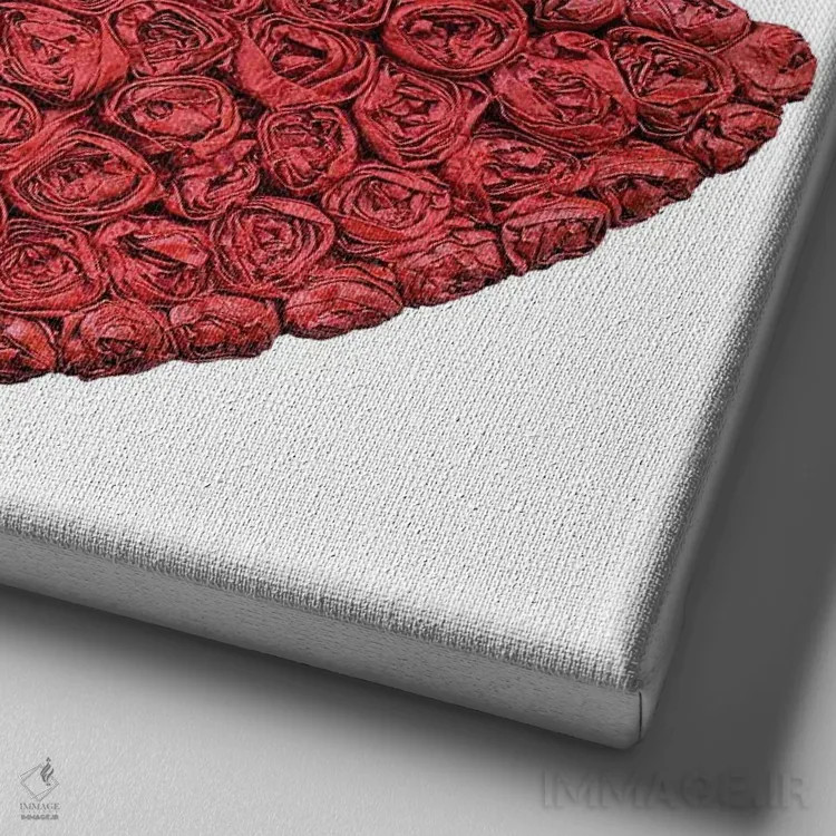 تابلو دکوراتیو بوسه گل رز اثر آلا گرانده - نمای نزدیک بافت بوم