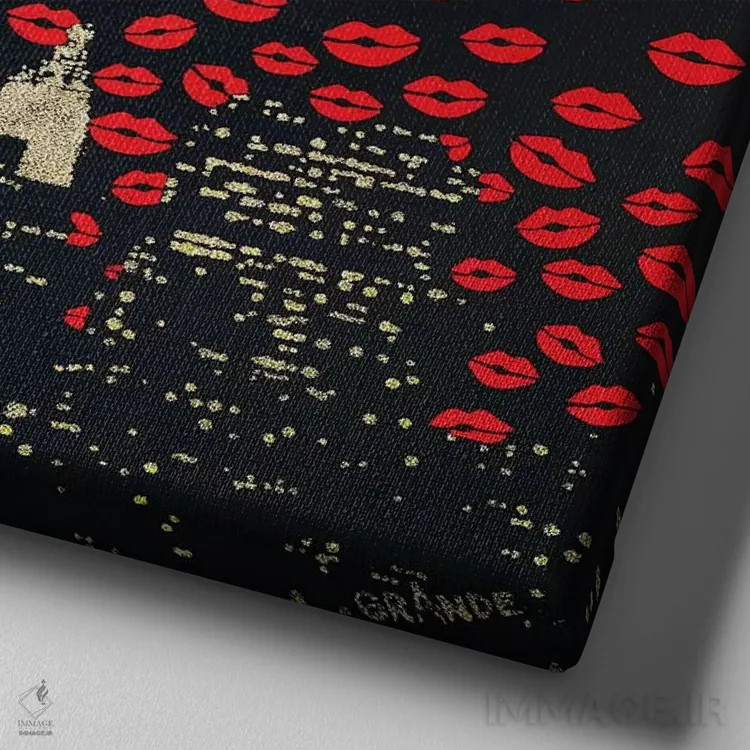 تابلو دکوراتیو بوسه های عاشقانه اثر آلا گرانده - نمای نزدیک بافت بوم