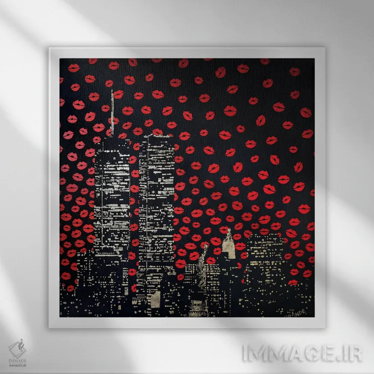 تابلو دکوراتیو بوسه های عاشقانه اثر آلا گرانده - نمای قابدار سفید