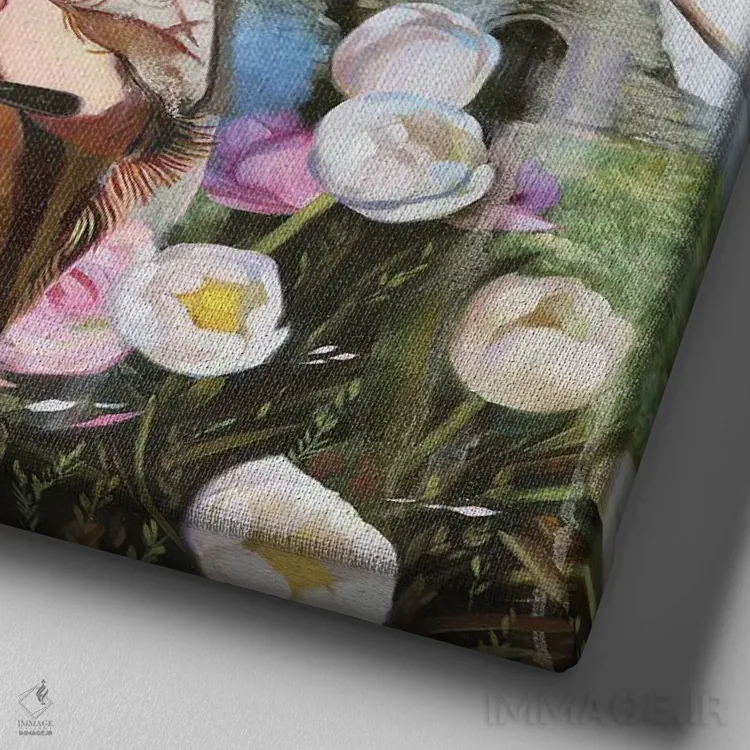 تابلو دکوراتیو در همین دنیا او زندگی اش را تغییر داد اثر لیوبا برکنر - نمای نزدیک بافت بوم