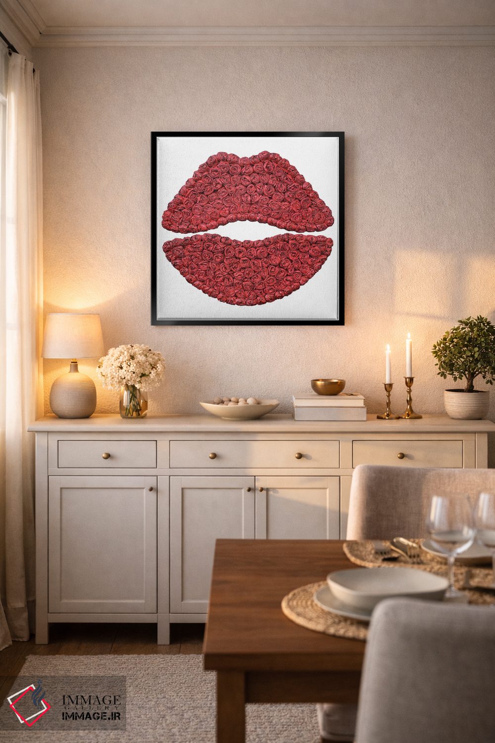 تابلو دکوراتیو بوسه گل رز اثر آلا گرانده - D6B