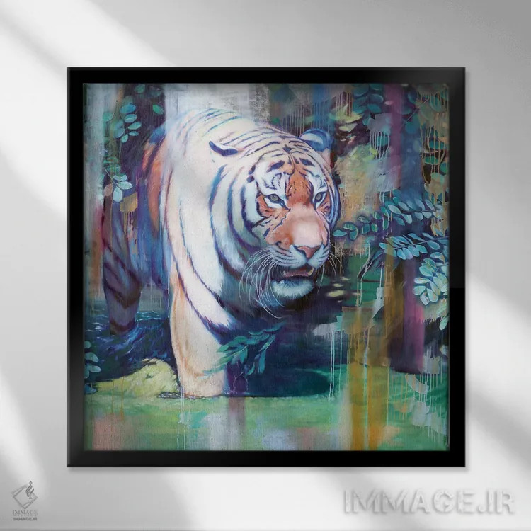 تابلو دکوراتیو ببر سیبری اثر لیوبا برکنر - نمای قابدار مشکی