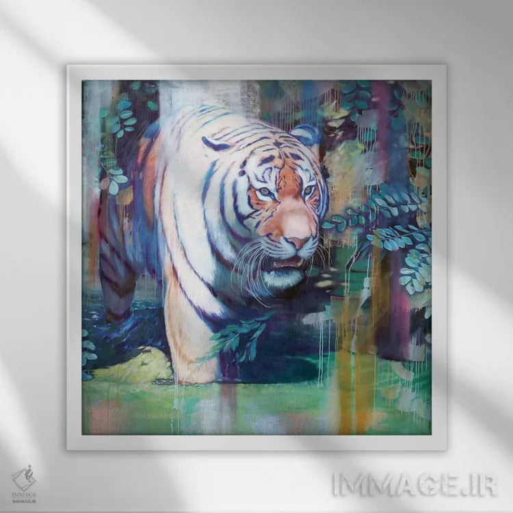 تابلو دکوراتیو ببر سیبری اثر لیوبا برکنر - نمای قابدار سفید