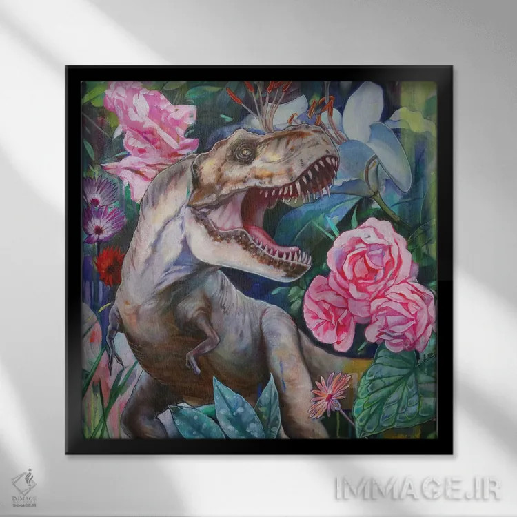 تابلو دکوراتیو تی رکس دوم اثر لیوبا برکنر - نمای قابدار مشکی