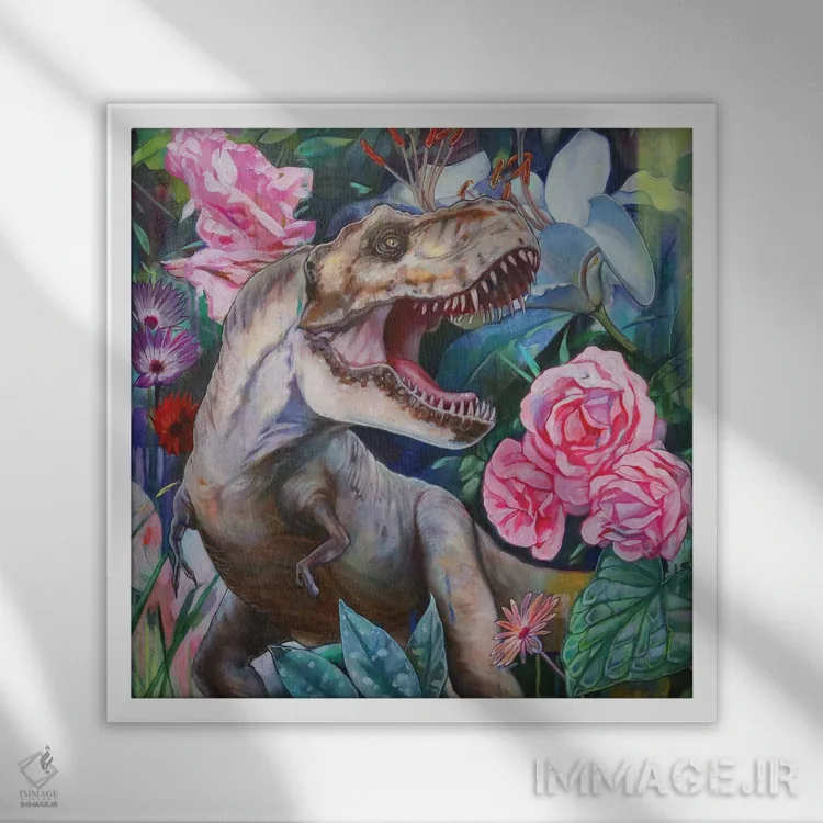 تابلو دکوراتیو تی رکس دوم اثر لیوبا برکنر - نمای قابدار سفید