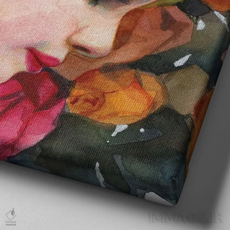 تابلو دکوراتیو در باغ گل رز اثر لیوبا برکنر - نمای نزدیک بافت بوم