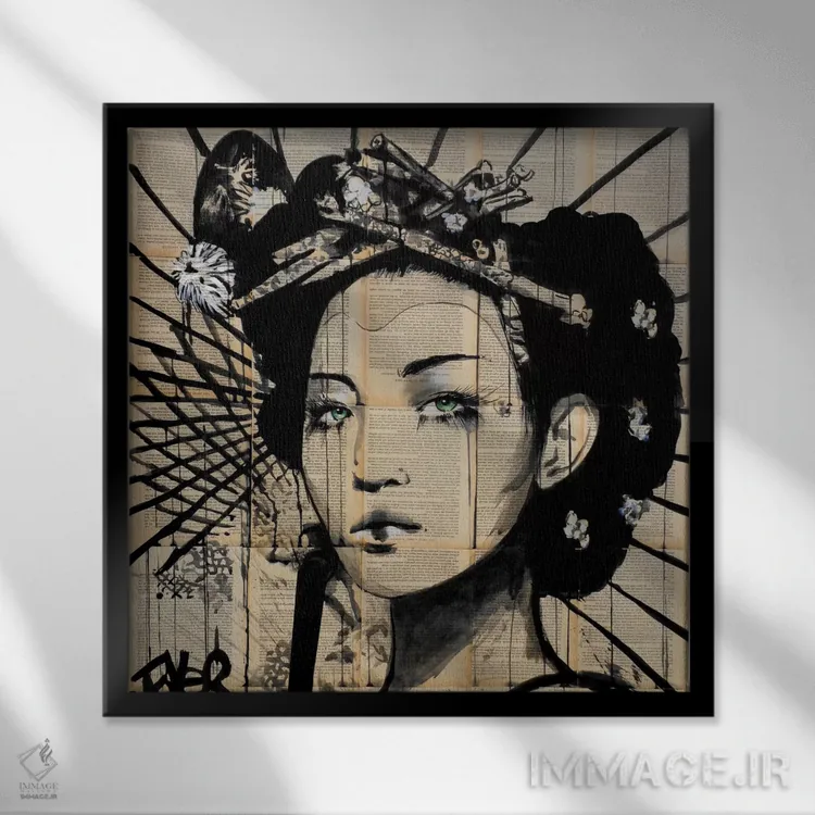 تابلو دکوراتیو نیلوفر آبی اثر لوی جوور - نمای قابدار مشکی