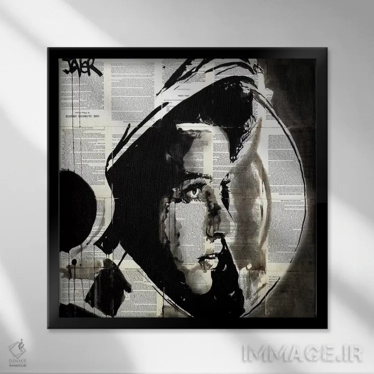 تابلو دکوراتیو فضانورد اثر لوی جوور - نمای قابدار مشکی