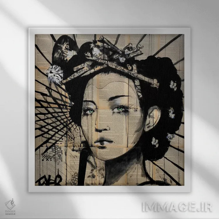 تابلو دکوراتیو نیلوفر آبی اثر لوی جوور - نمای قابدار سفید