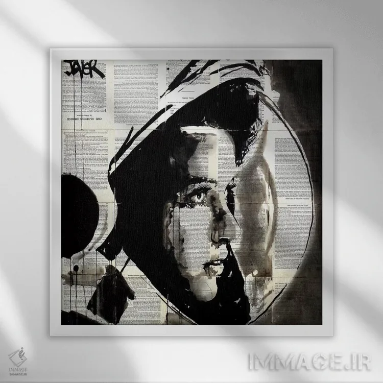 تابلو دکوراتیو فضانورد اثر لوی جوور - نمای قابدار سفید