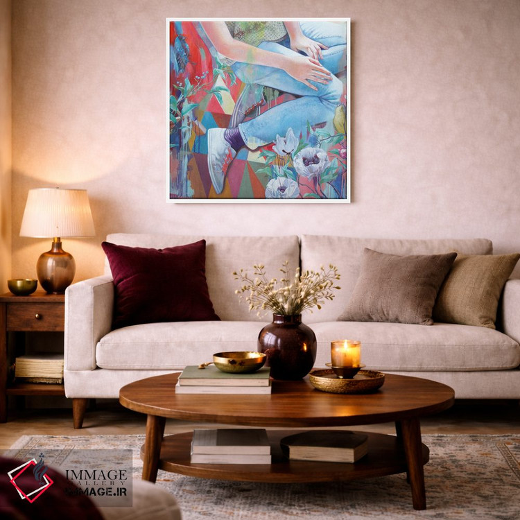 تابلو دکوراتیو مرغ آبی و شقایق های سفید اثر لیوبا برکنر - D2W