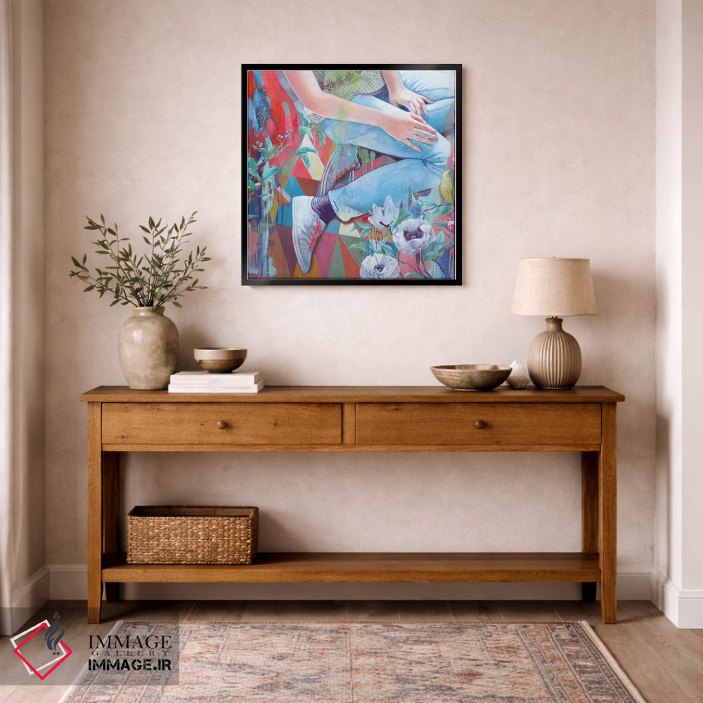 تابلو دکوراتیو مرغ آبی و شقایق های سفید اثر لیوبا برکنر - D6B