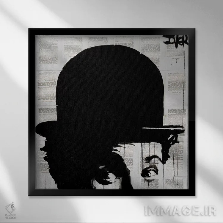 تابلو دکوراتیو کلاه چارلی اثر لوی جوور - نمای قابدار مشکی
