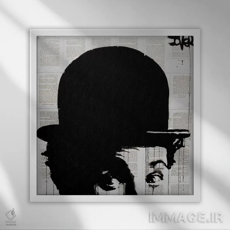 تابلو دکوراتیو کلاه چارلی اثر لوی جوور - نمای قابدار سفید