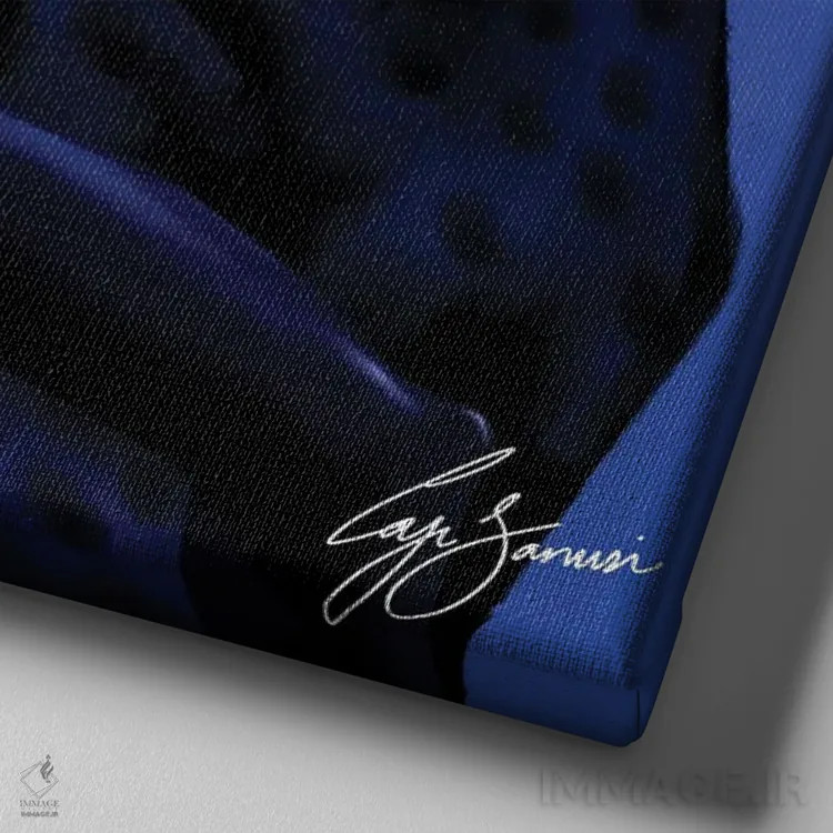 تابلو دکوراتیو پلنگ اثر لاژی سنوسی - نمای نزدیک بافت بوم