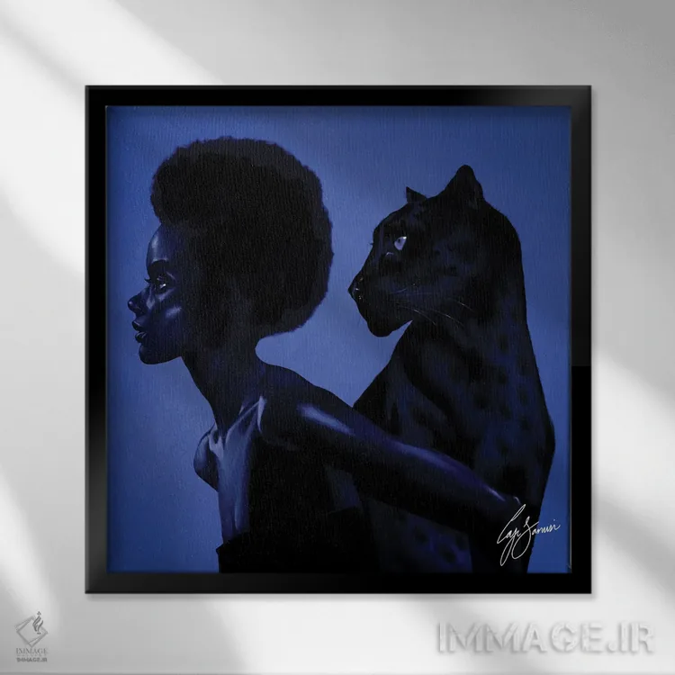 تابلو دکوراتیو پلنگ اثر لاژی سنوسی - نمای قابدار مشکی