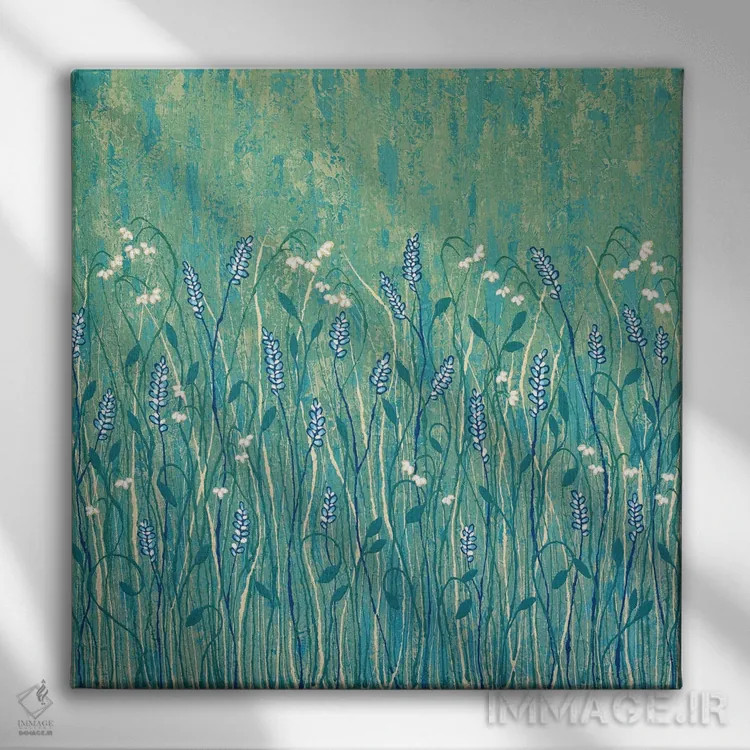 تابلو مدرن گل های وحشی فراوان اثر لیزا فرانسیس جاد - نمای روبهرو روی دیوار